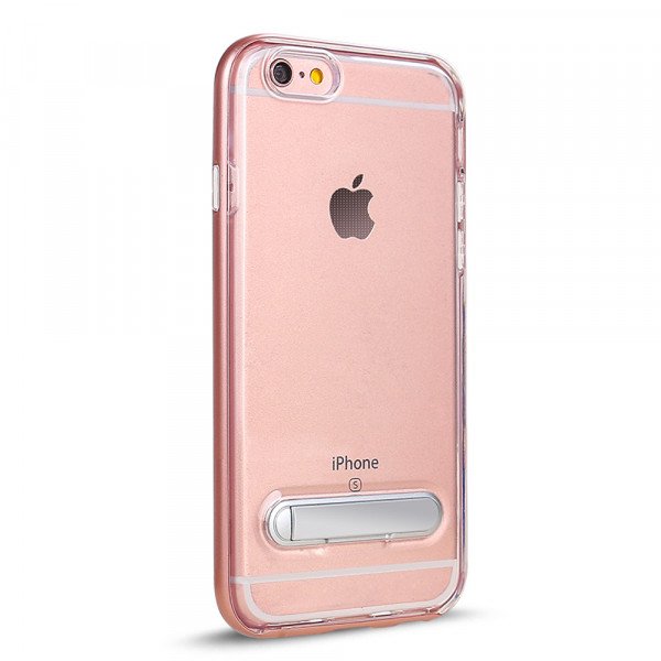 Wholesale Apple iPhone 8 Plus / 7 Plus Clear Armor Bumper Kickstand Case (Rose Gold)